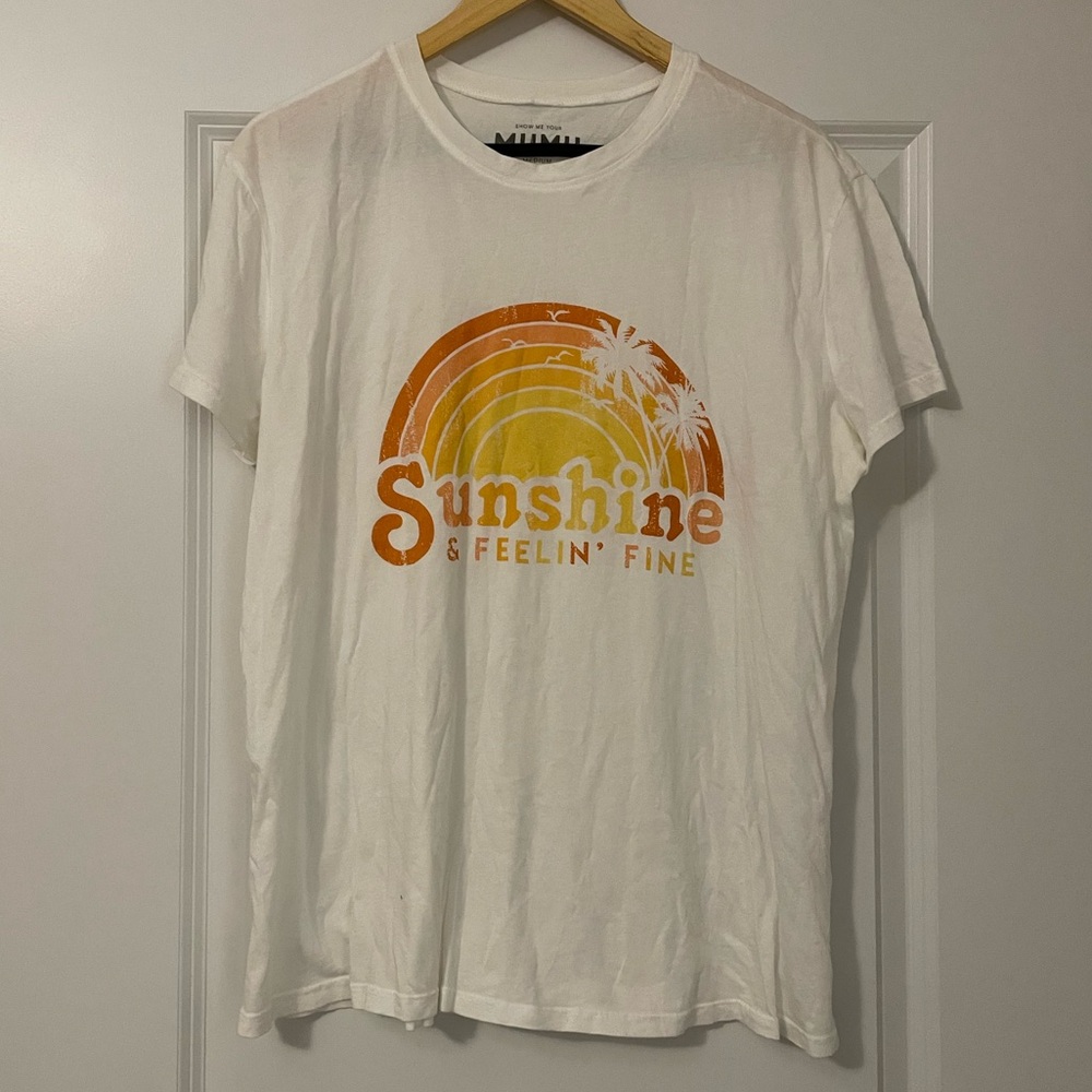 SMYMM Show Me Your Mumu White Sunshine Feelin Fine Graphic T-Shirt